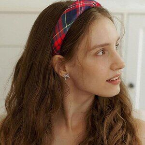 Plaid Headband for Women Teen Girls, Padded Thin Headbands for Womens Hair Vinta